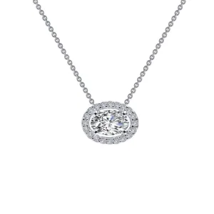 0.63 CTW Oval Halo Necklace