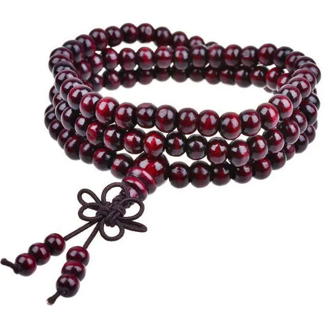 108*8mm Natural Sandalwood Buddhist Buddha Meditation Beads Bracelets For Women Men Jewelry Prayer Bead Mala Rosary Bracelet