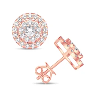 10KT All Rose Gold 0.95 Carat Diamond Round Earrings