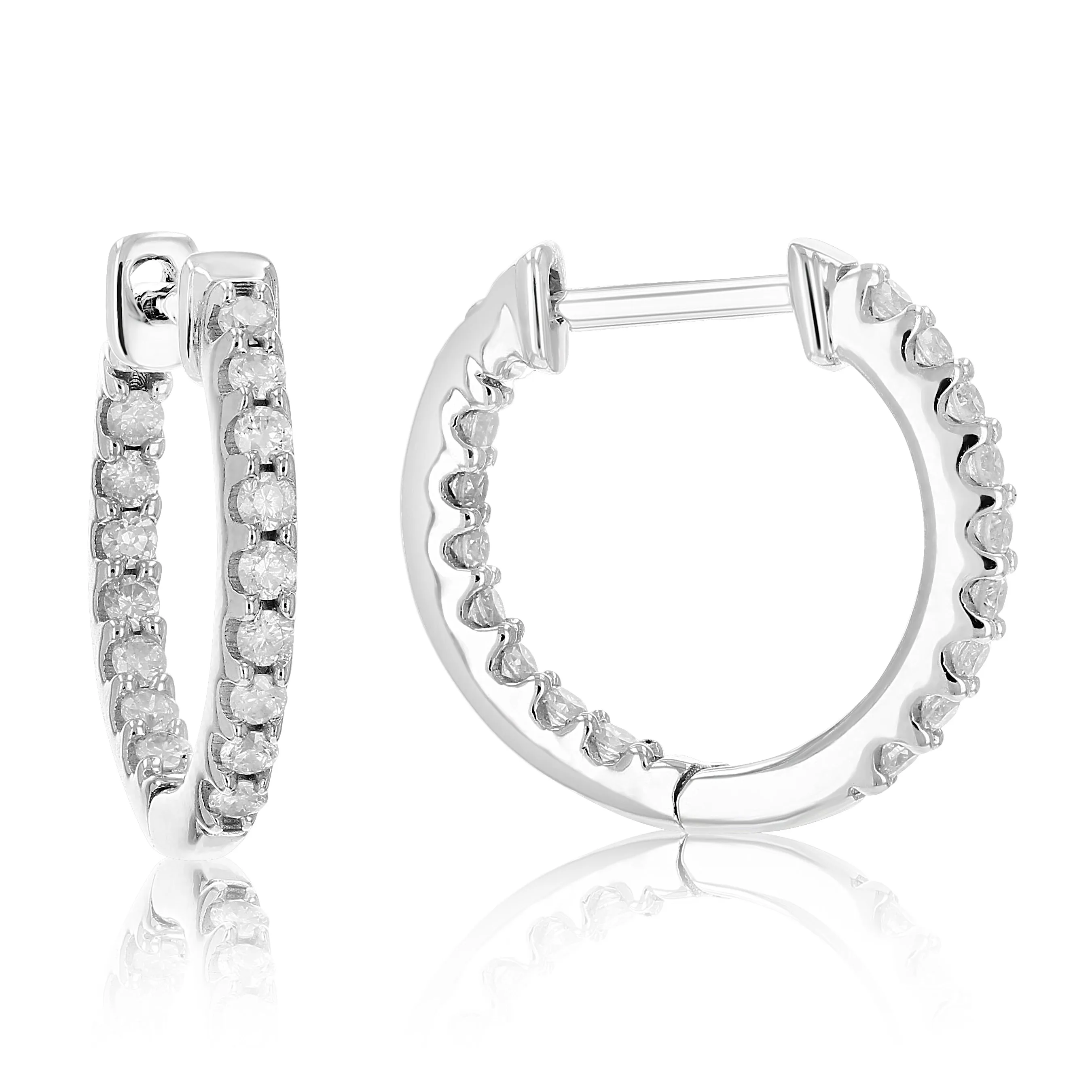 1/4 cttw Diamond Inside Out Hoop Earrings in Sterling Silver