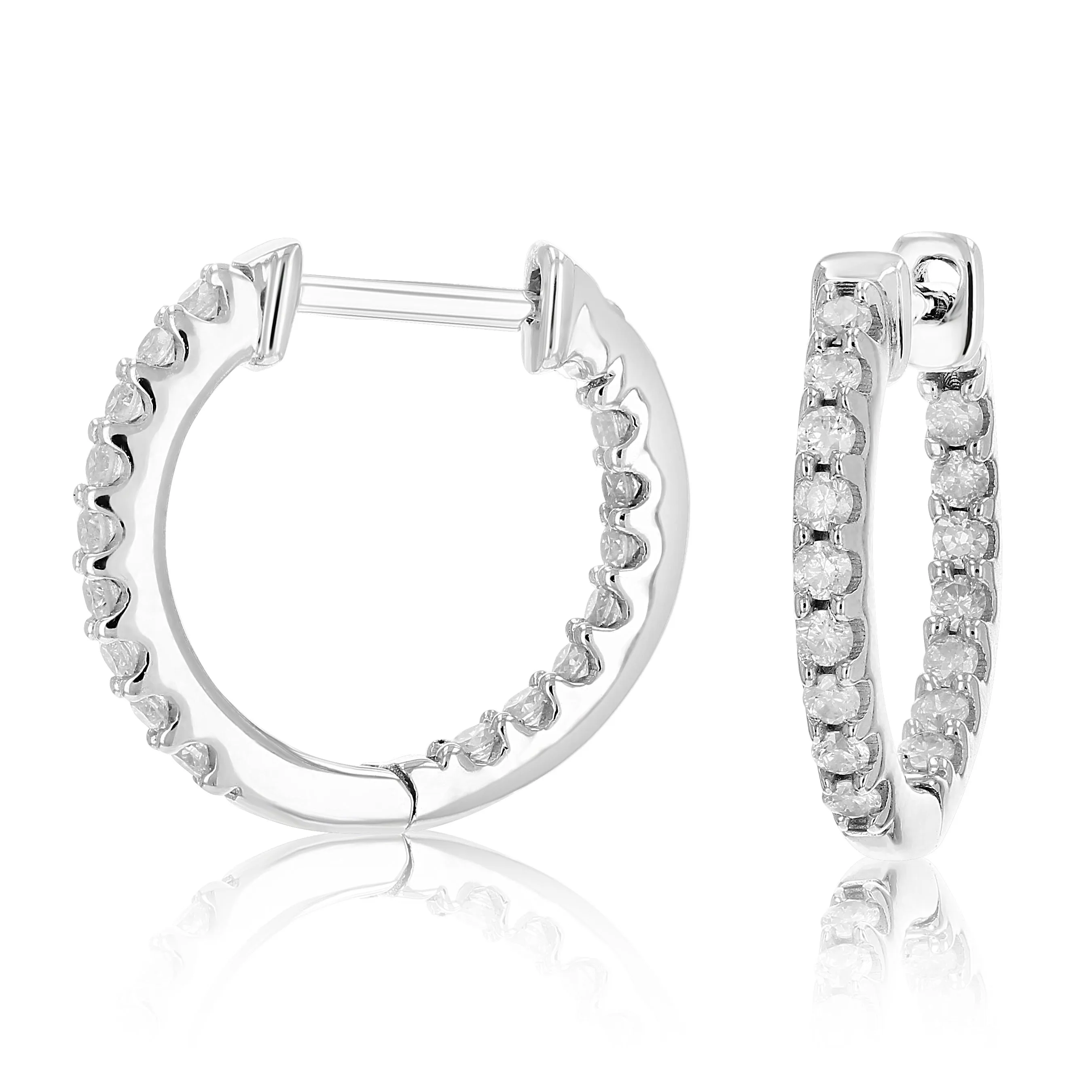 1/4 cttw Diamond Inside Out Hoop Earrings in Sterling Silver