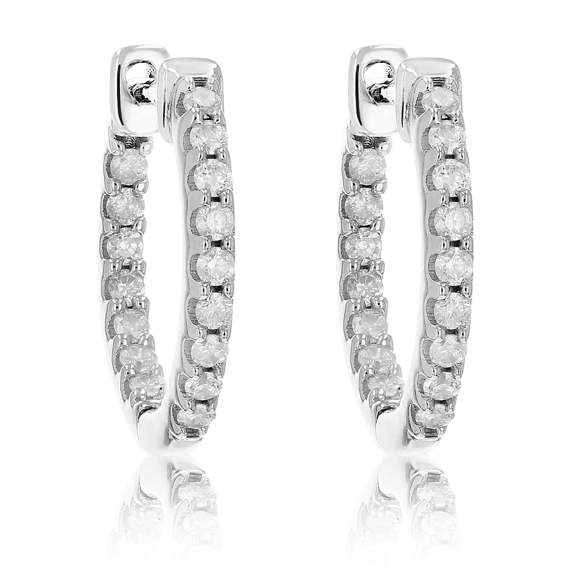 1/4 cttw Diamond Inside Out Hoop Earrings in Sterling Silver