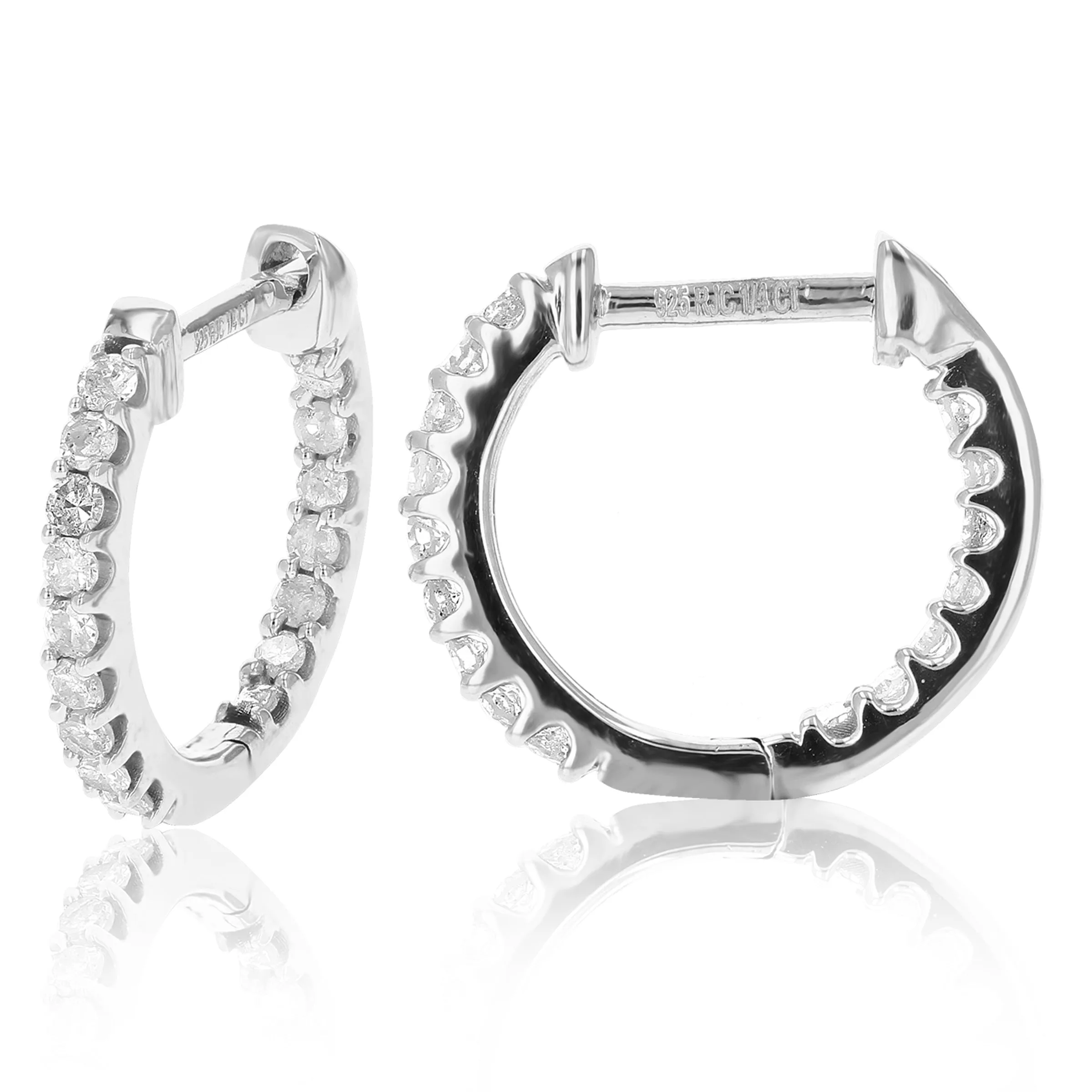 1/4 cttw Diamond Inside Out Hoop Earrings in Sterling Silver