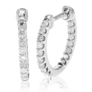 1/4 cttw Diamond Inside Out Hoop Earrings in Sterling Silver