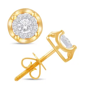 14 Karat Yellow Gold 0.14 Carat Diamond Round Earrings-0128077-YG