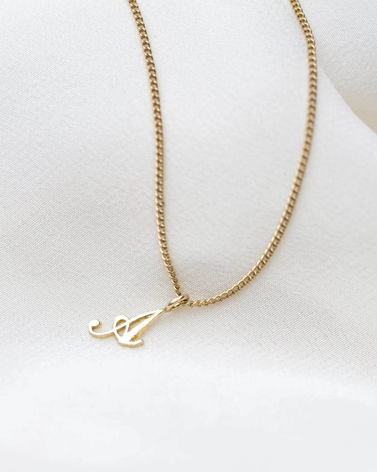 14k Cursive Letter Necklace