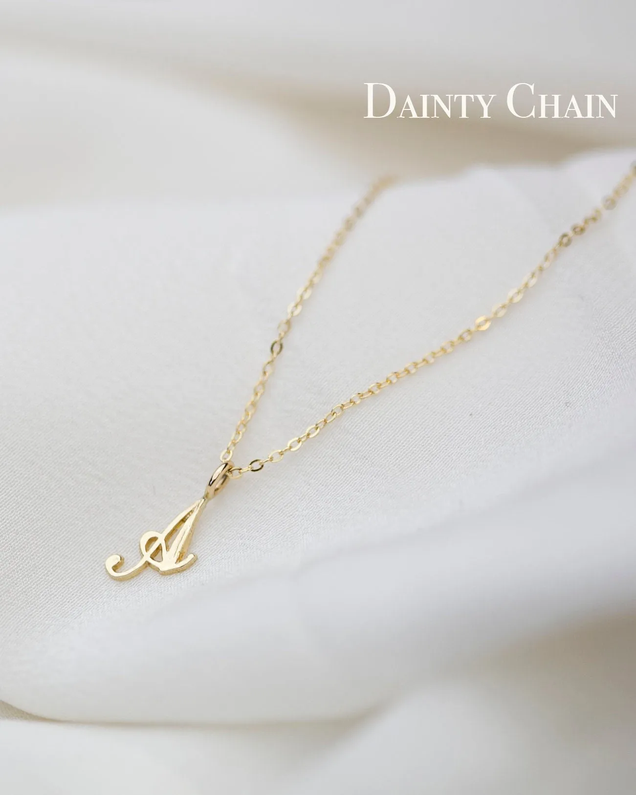 14k Cursive Letter Necklace