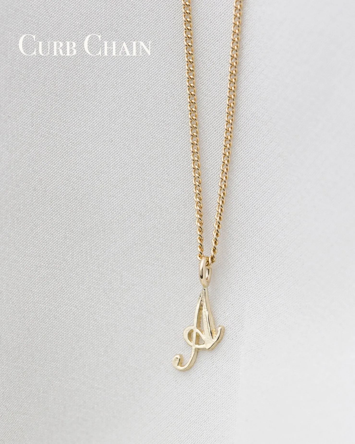 14k Cursive Letter Necklace