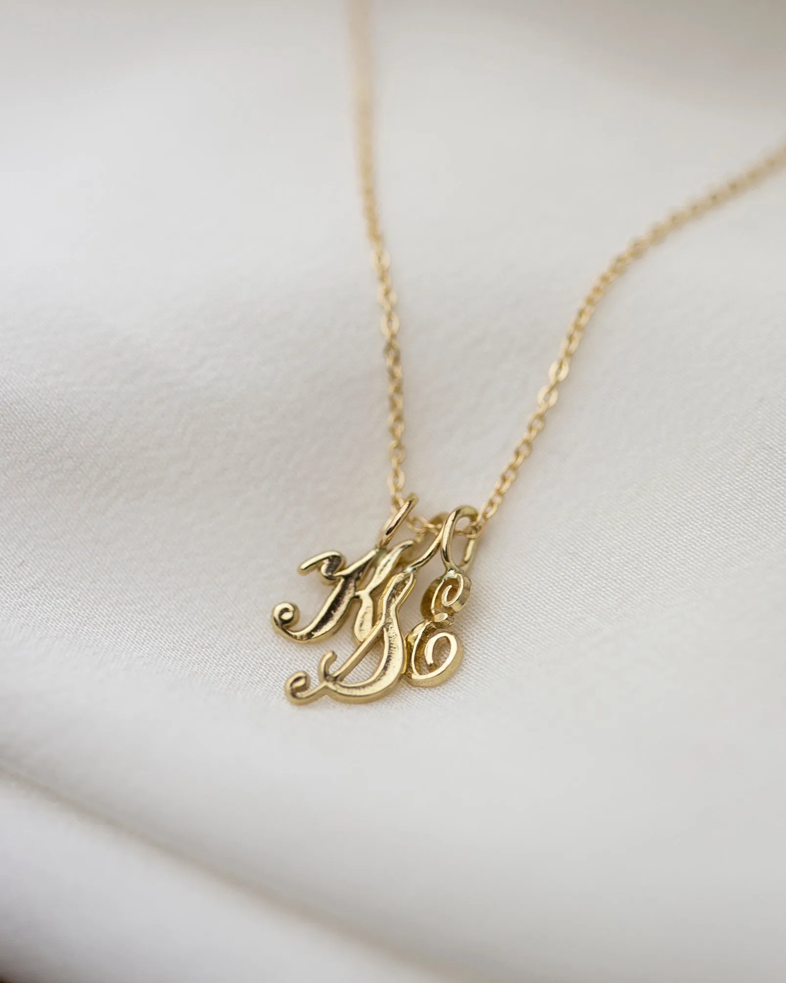 14k Cursive Letter Necklace