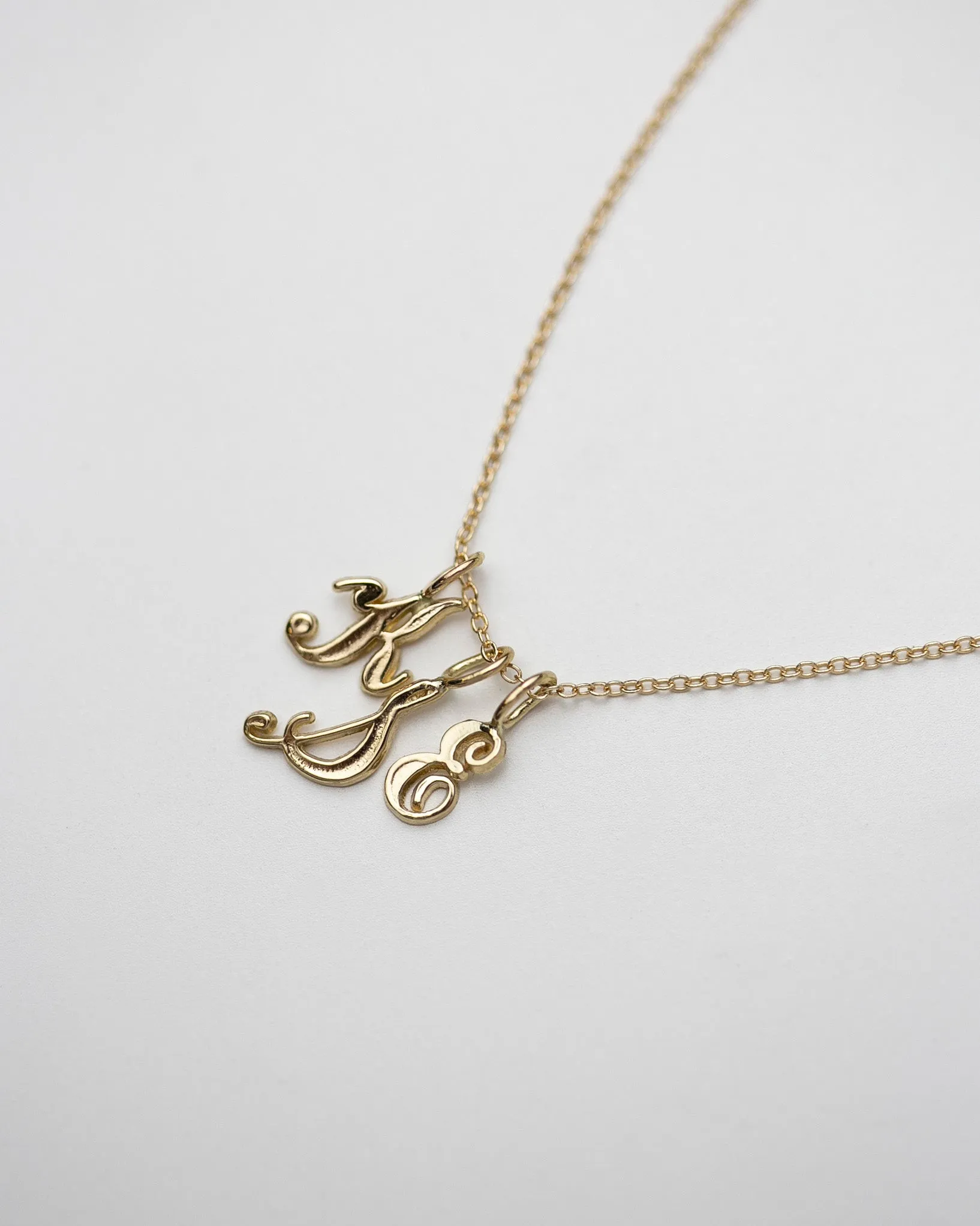 14k Cursive Letter Necklace