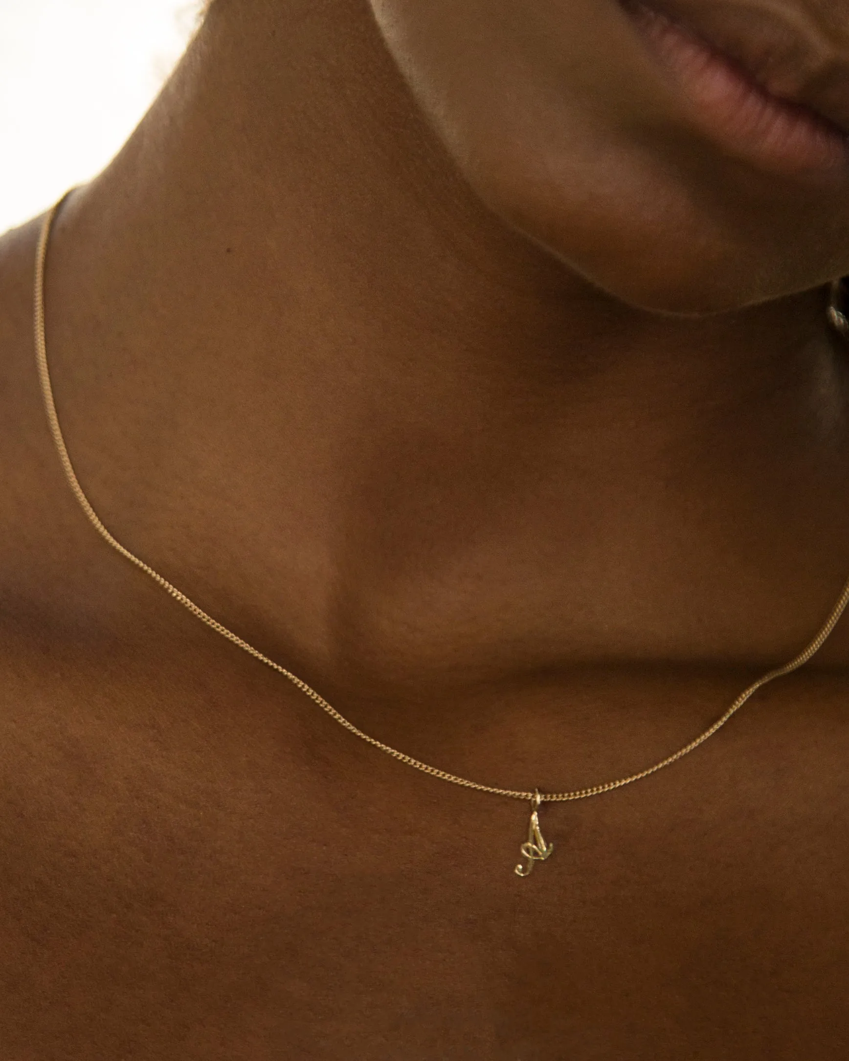 14k Cursive Letter Necklace