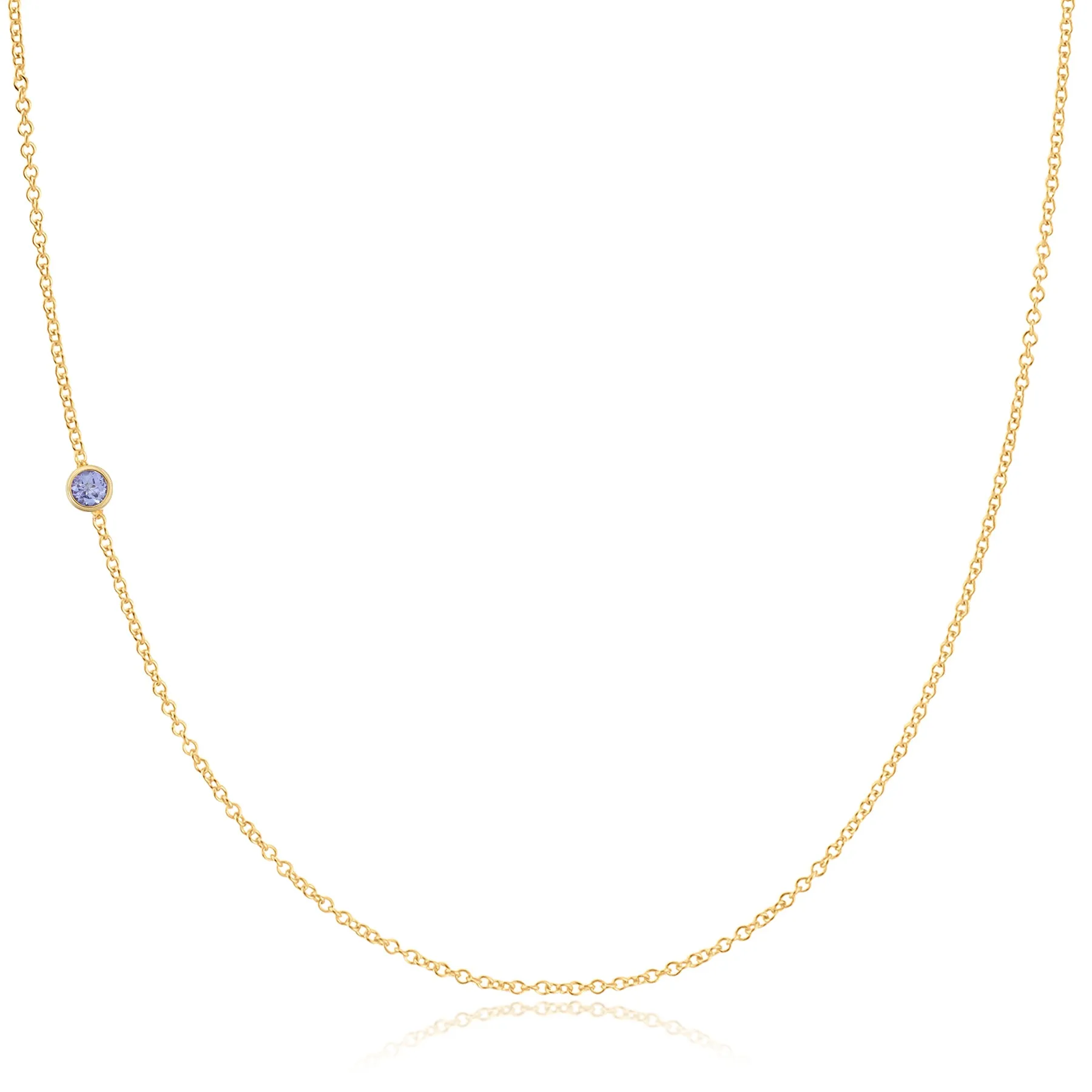 14K Gold Asymmetrical Birthstone Necklace - Tanzanite (December)