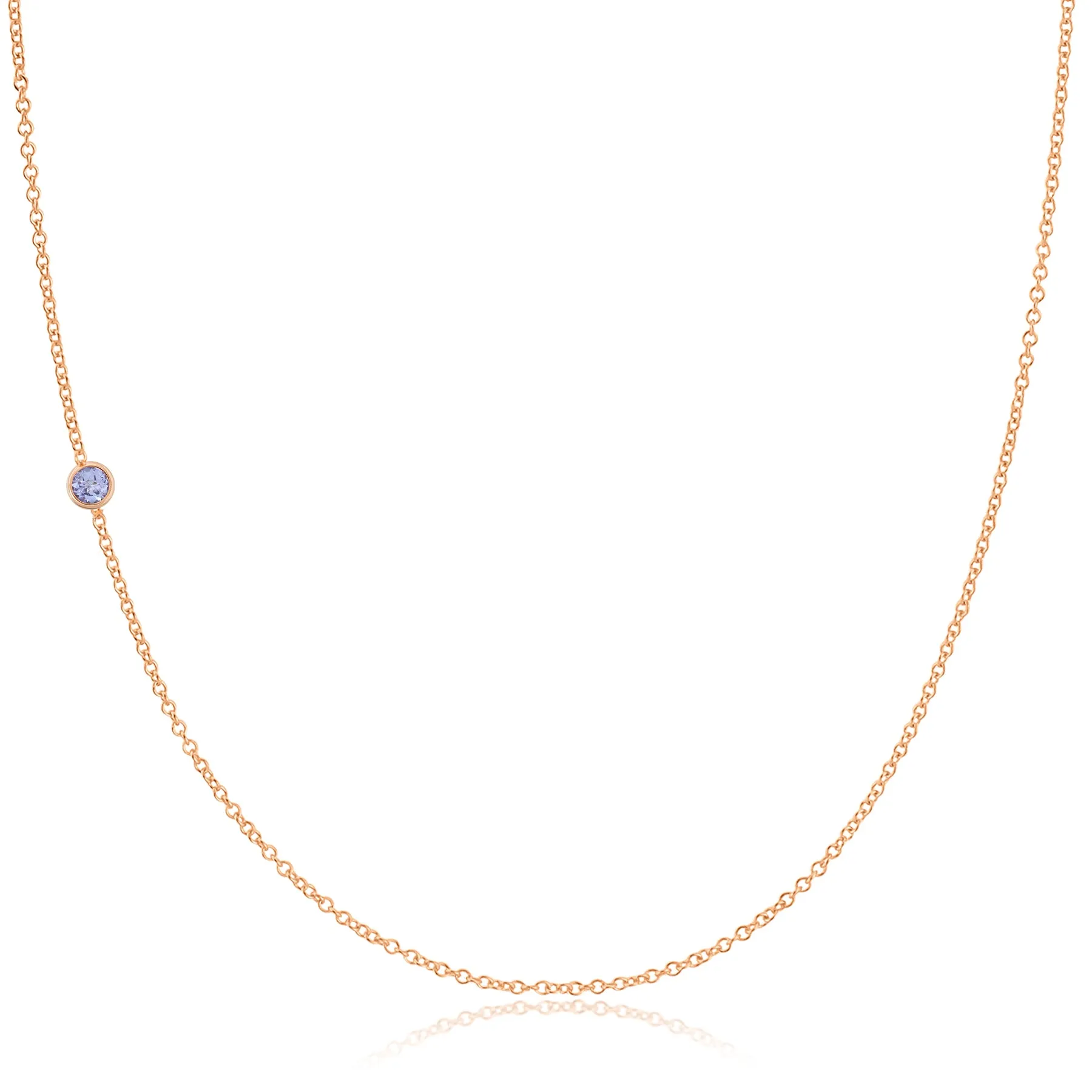 14K Gold Asymmetrical Birthstone Necklace - Tanzanite (December)