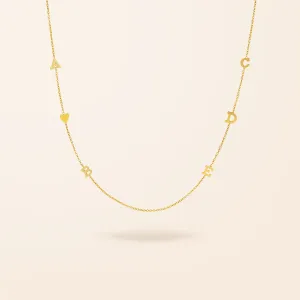 14K Gold Initial and Heart Necklace