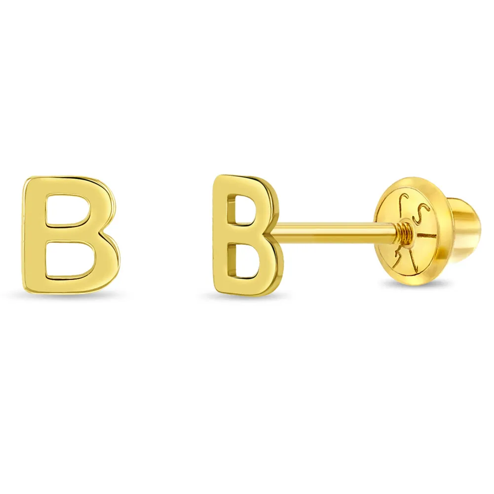 14k Gold Tiny Letter Women's Earrings