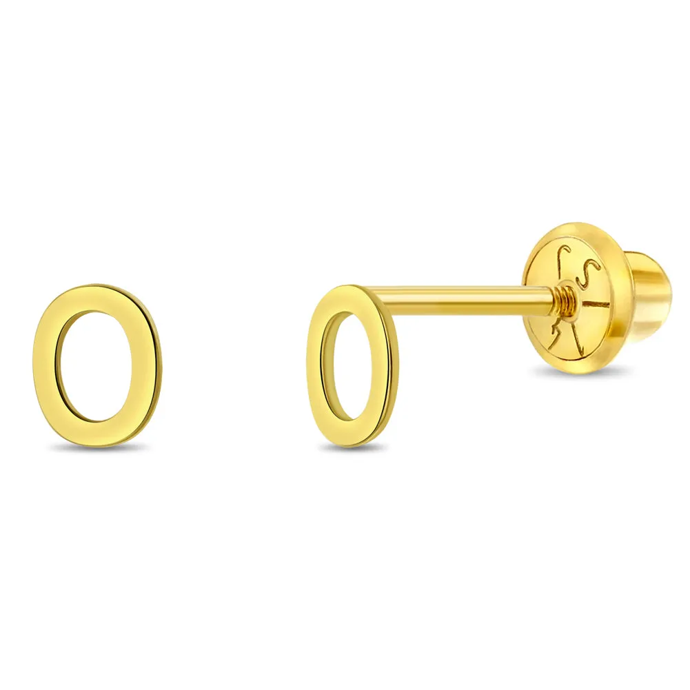 14k Gold Tiny Letter Women's Earrings