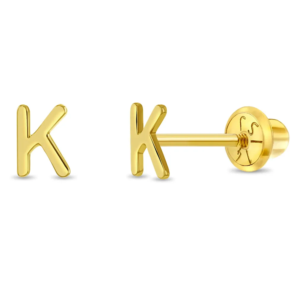 14k Gold Tiny Letter Women's Earrings