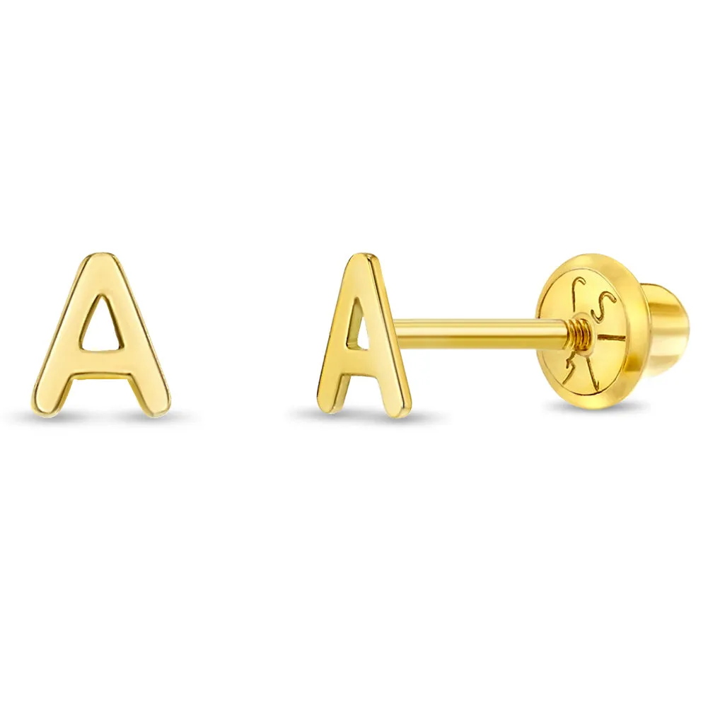 14k Gold Tiny Letter Women's Earrings