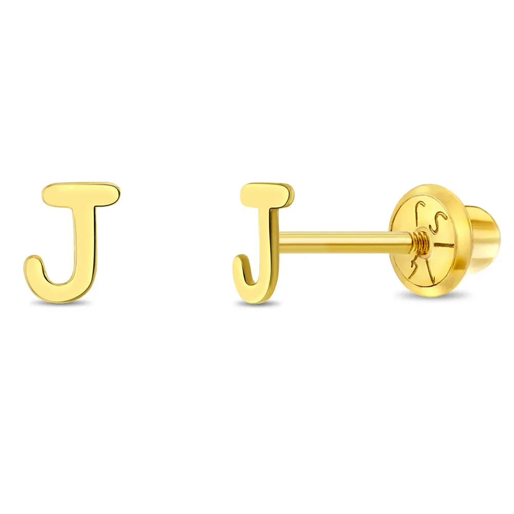 14k Gold Tiny Letter Women's Earrings