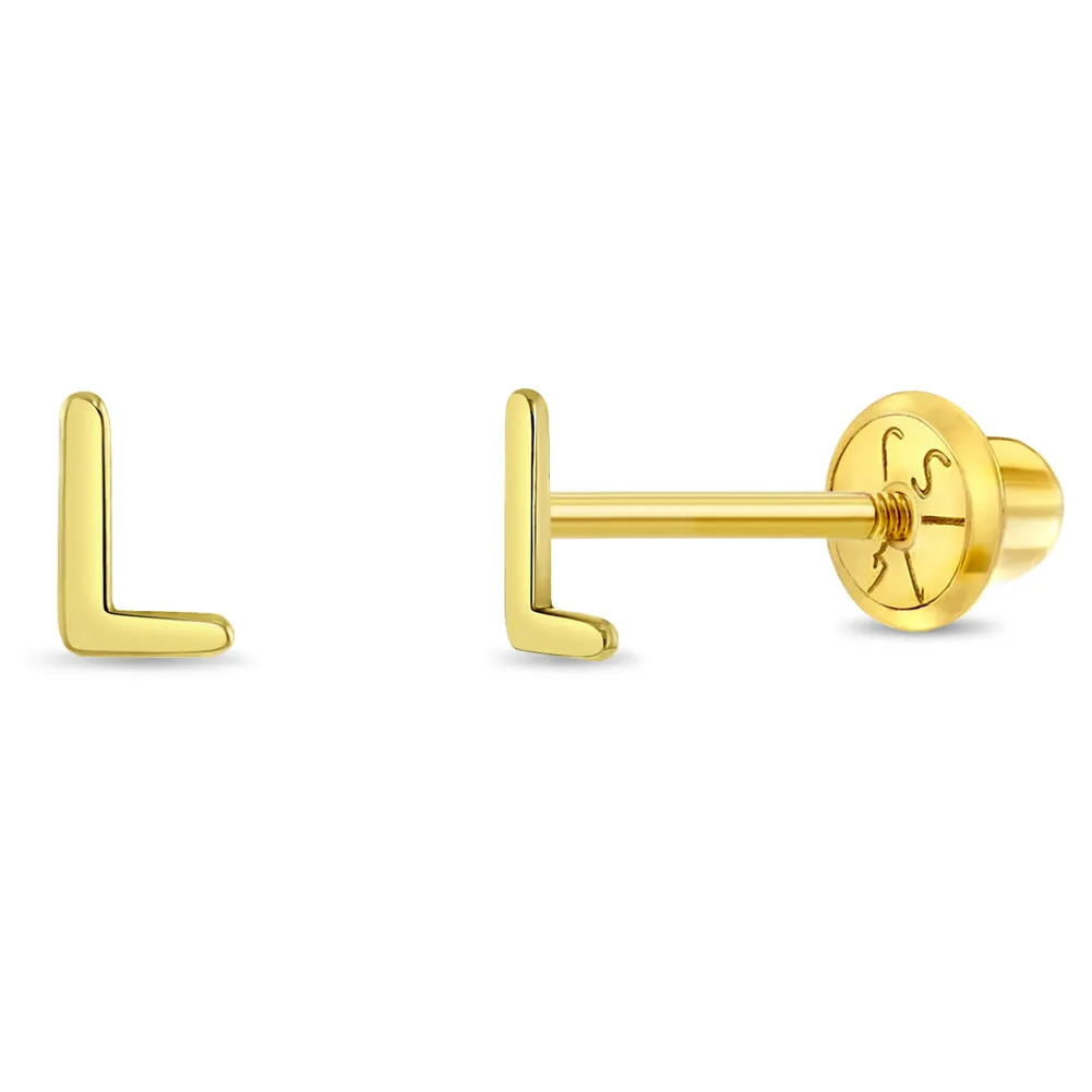 14k Gold Tiny Letter Women's Earrings