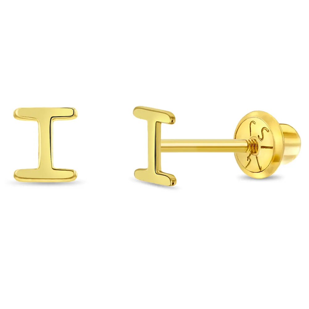 14k Gold Tiny Letter Women's Earrings