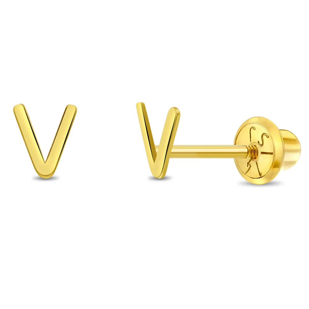 14k Gold Tiny Letter Women's Earrings