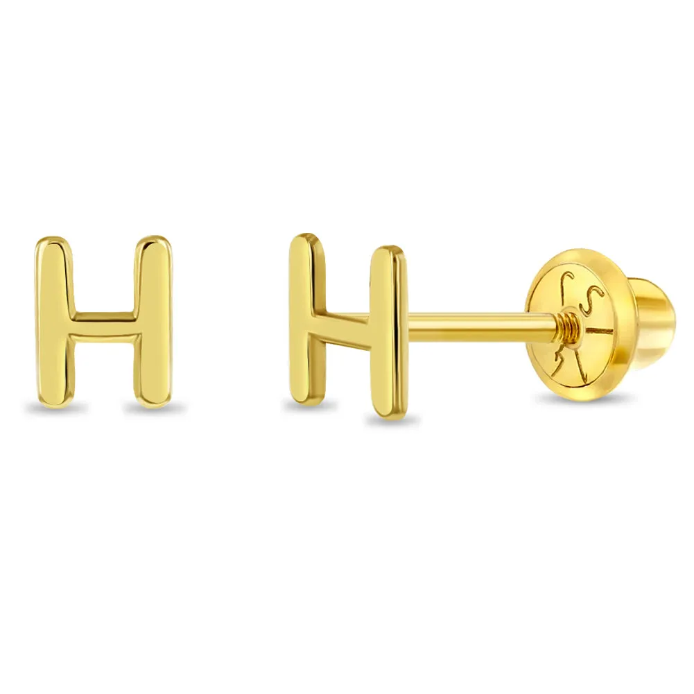 14k Gold Tiny Letter Women's Earrings