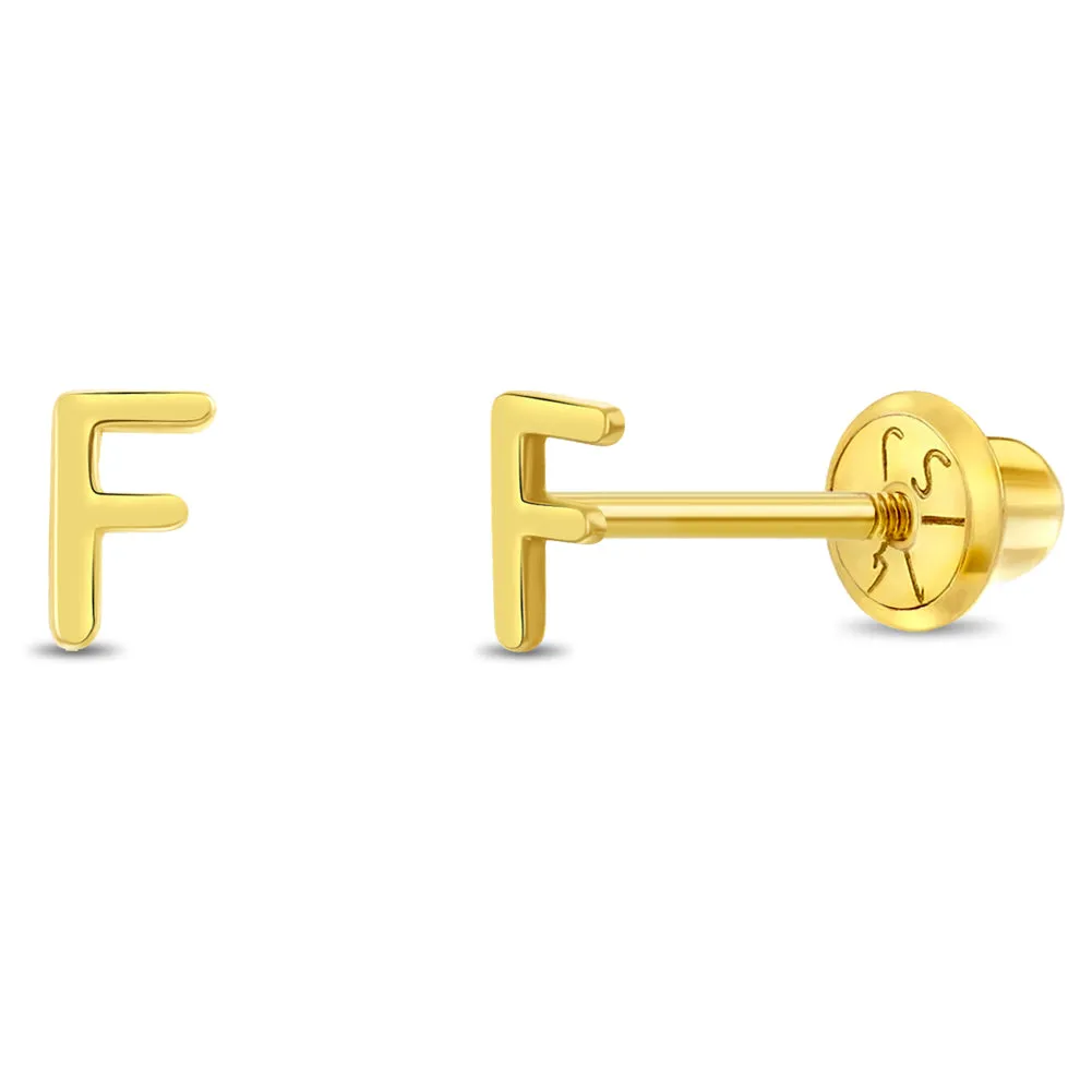 14k Gold Tiny Letter Women's Earrings