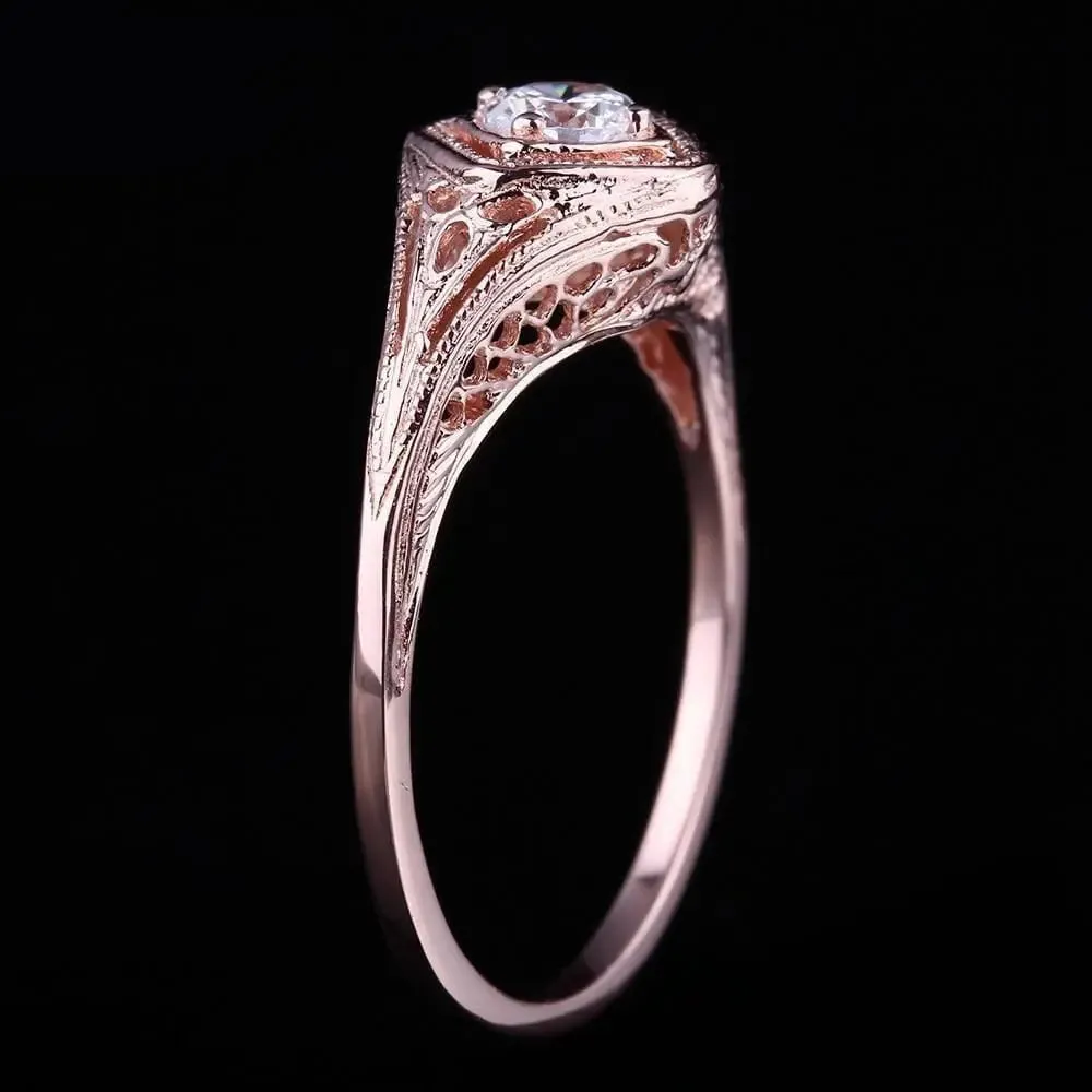 14k Rose Gold Vintage / Unique Moissanite Ring 0.3ct