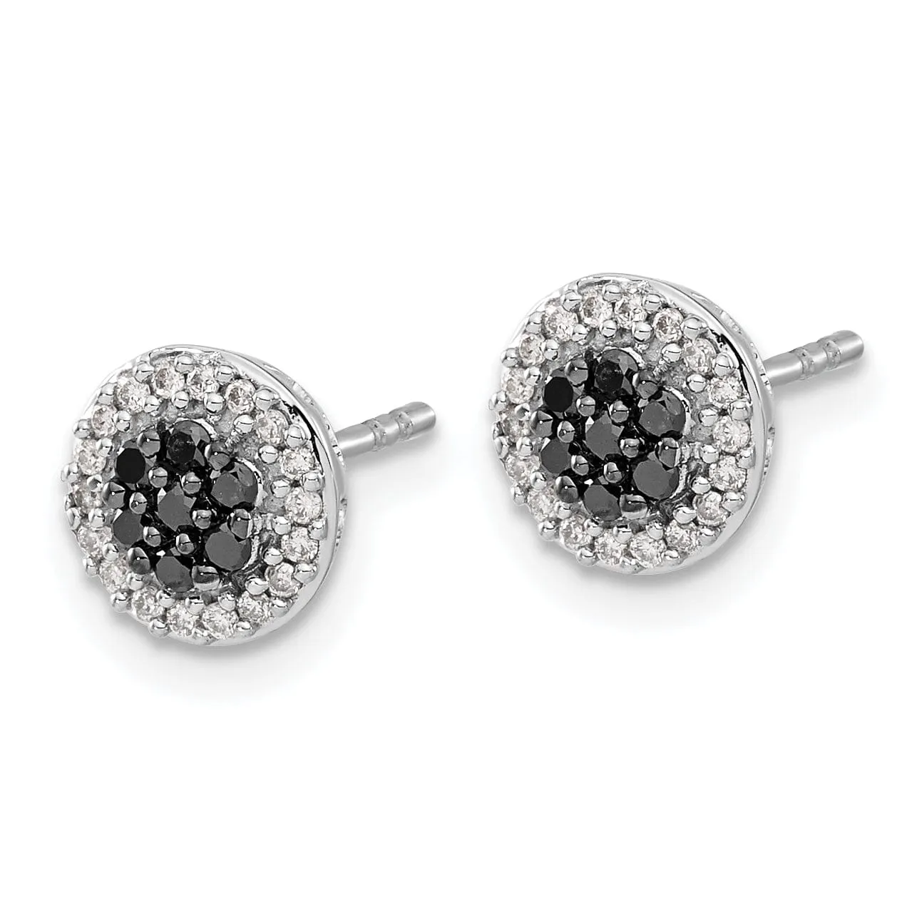 14k White Gold Black and White Diamond Post Earrings