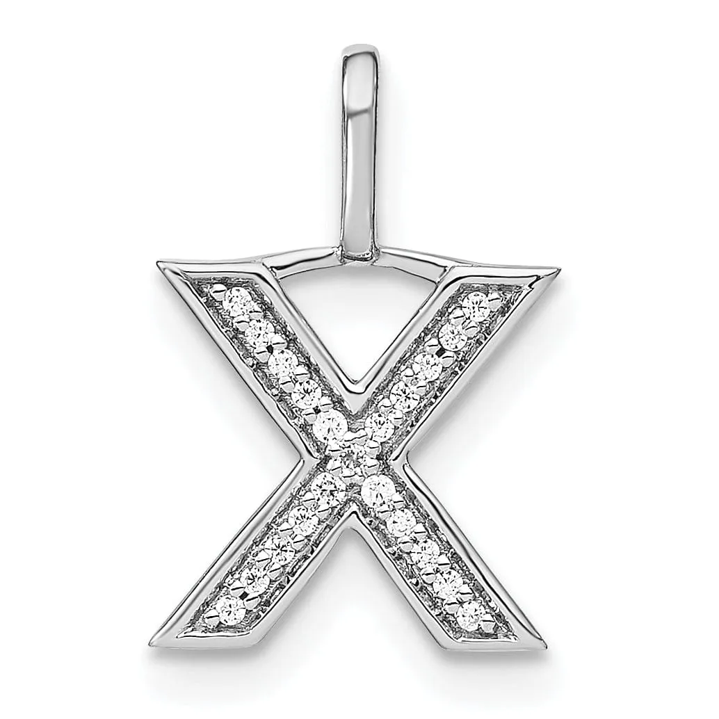 14K White Gold Diamond 0.066-CT Lower Case Style X Initial Charm