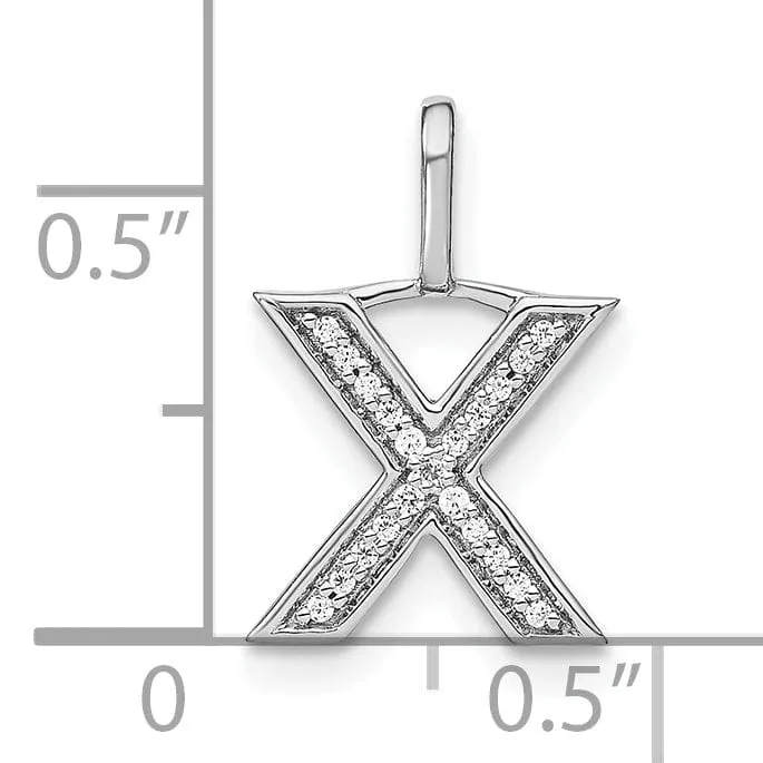 14K White Gold Diamond 0.066-CT Lower Case Style X Initial Charm