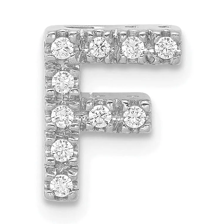 14K White Gold Diamond 0.1-CT Letter F Initial Charm Pendant