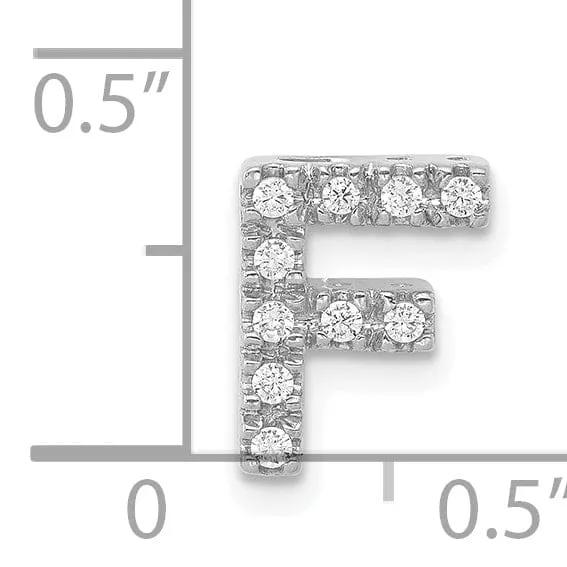 14K White Gold Diamond 0.1-CT Letter F Initial Charm Pendant