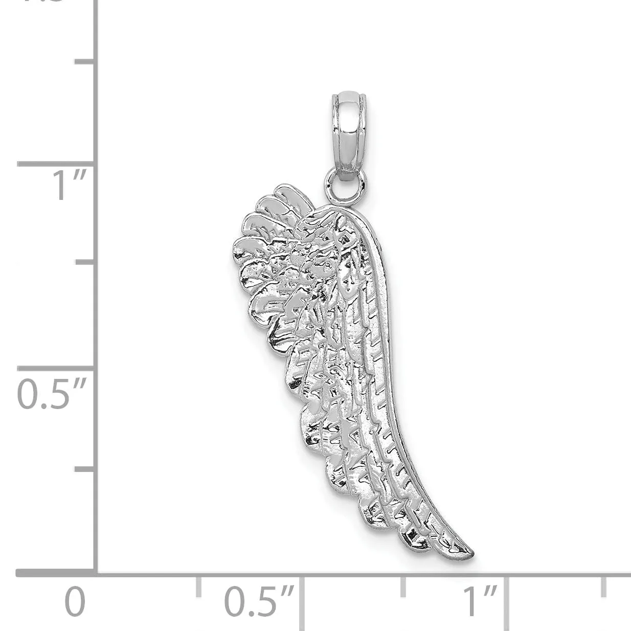 14K White Gold Polished Finish Solid Closed Back Angel Wing Pendant