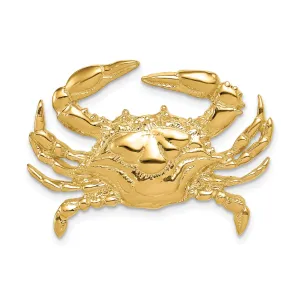 14k Yellow Gold Blue Crab Slide Pendant