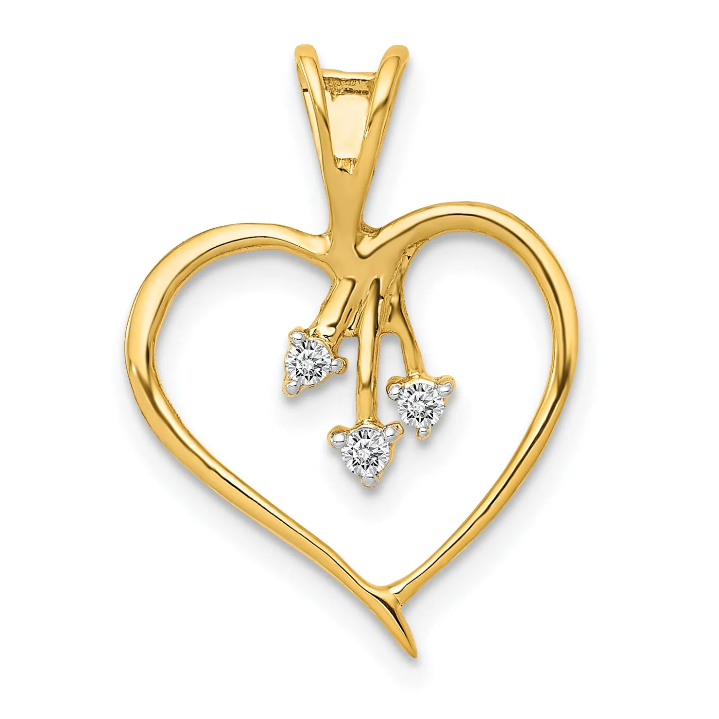 14k Yellow Gold Diamond Heart Design Pendant