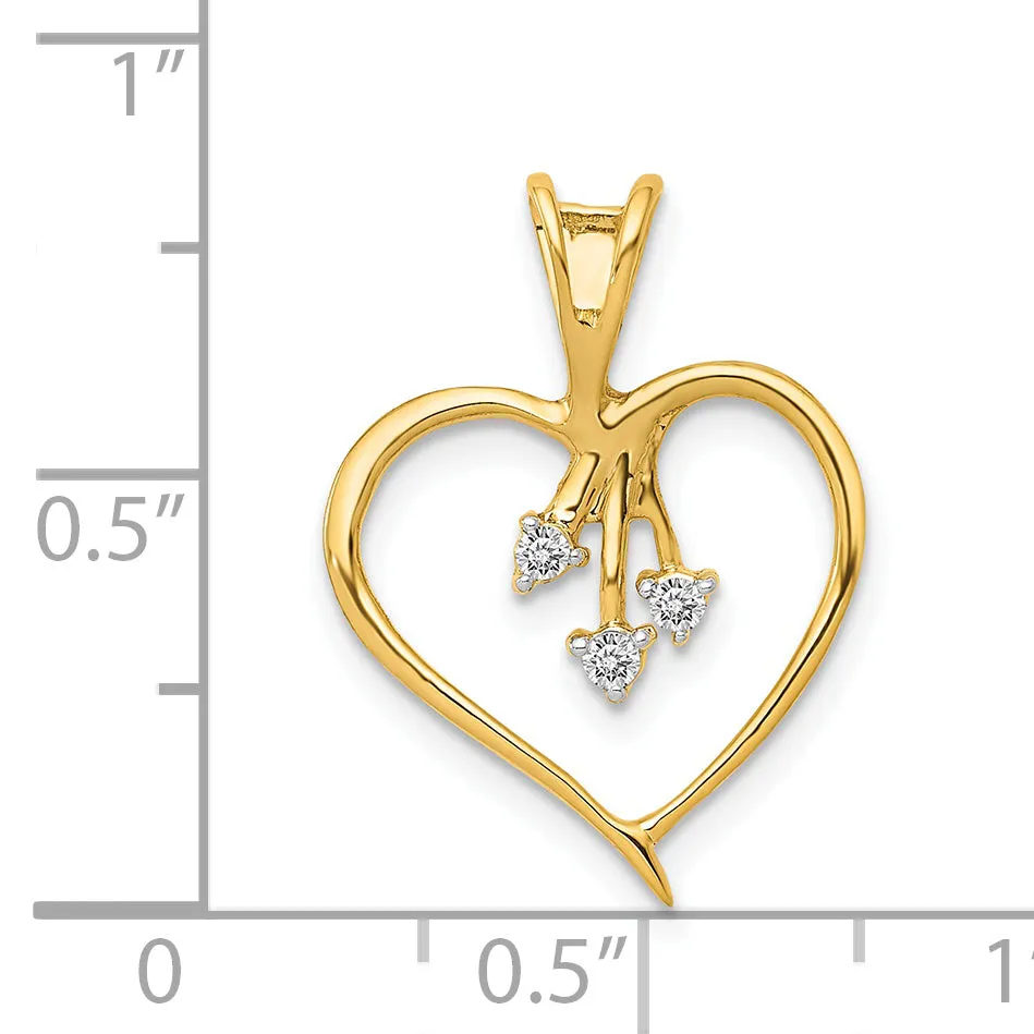 14k Yellow Gold Diamond Heart Design Pendant