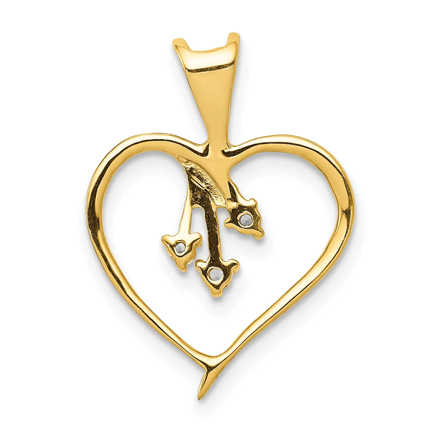 14k Yellow Gold Diamond Heart Design Pendant