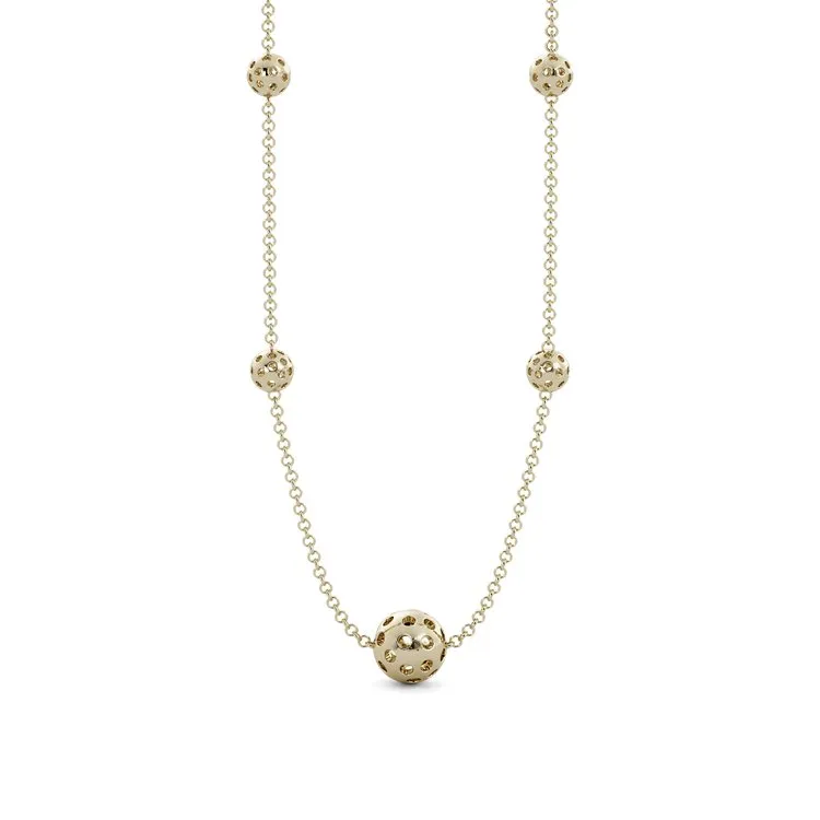 14K Yellow Gold Five Pickleball Necklace