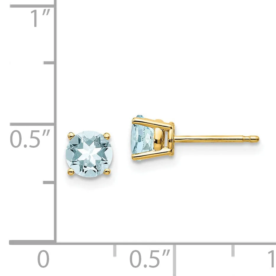 14k Yellow Gold Polished Aquamarine Earrings