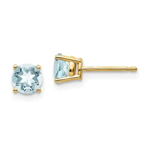 14k Yellow Gold Polished Aquamarine Earrings