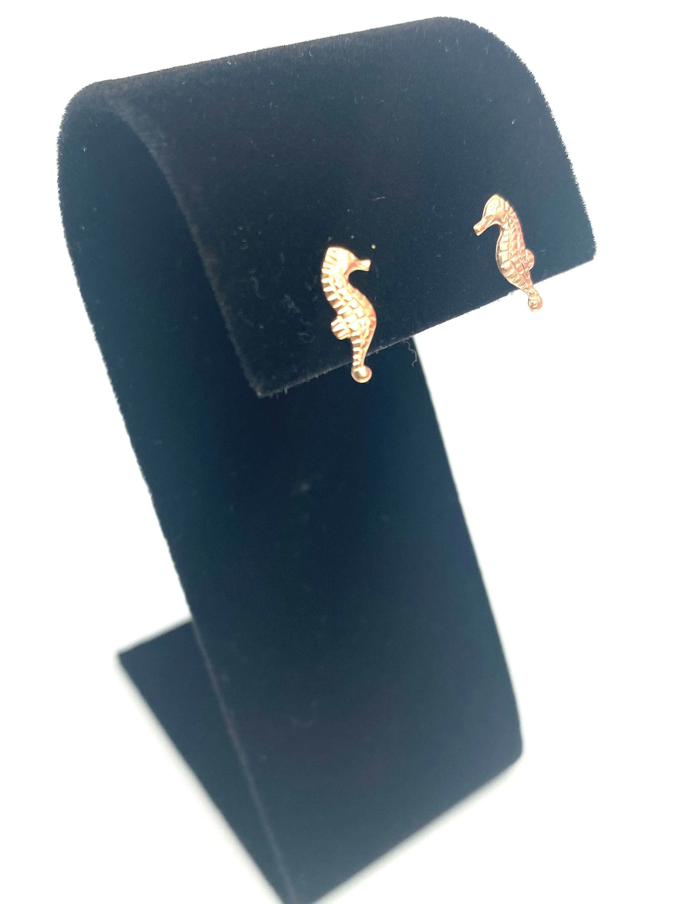 14KGF Seahorse Studs