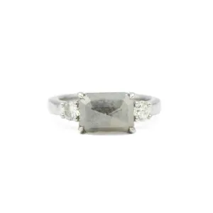 14kw 3.17ct East-West Salt & Pepper Diamond Ring