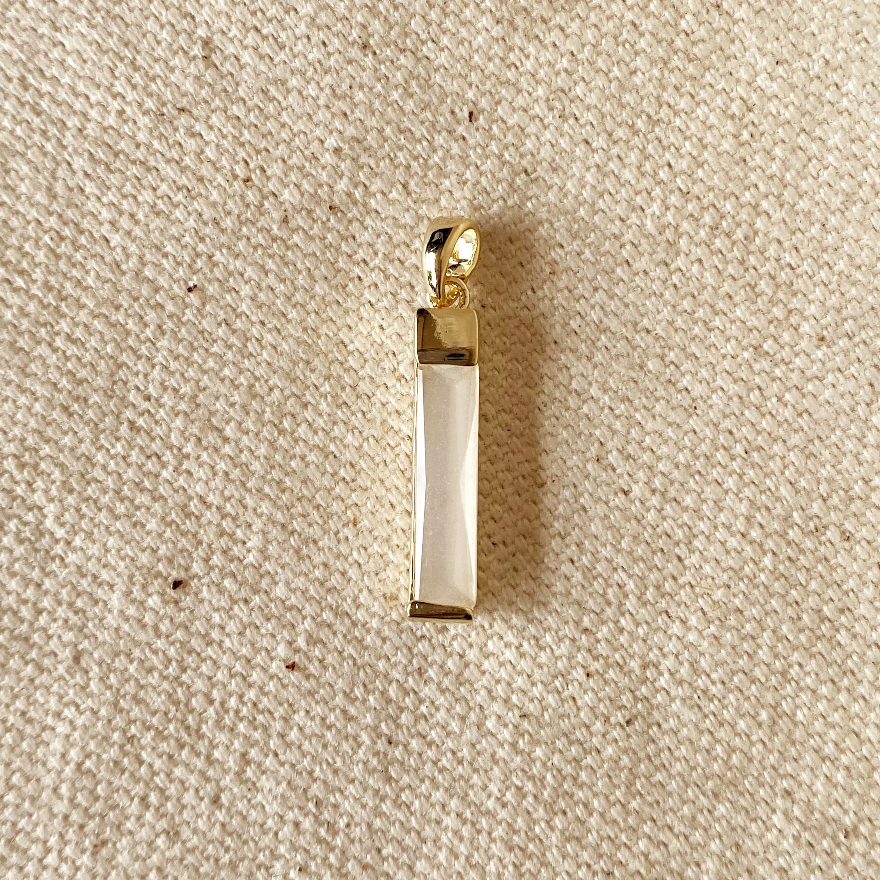 18k Gold Filled Long Nude Crystal Baguette Charm