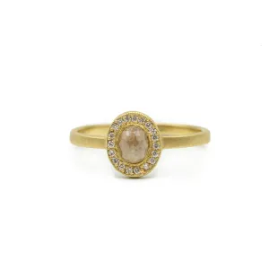 18ky .58ct Rustic Oval with Halo by Jennifer Dawes