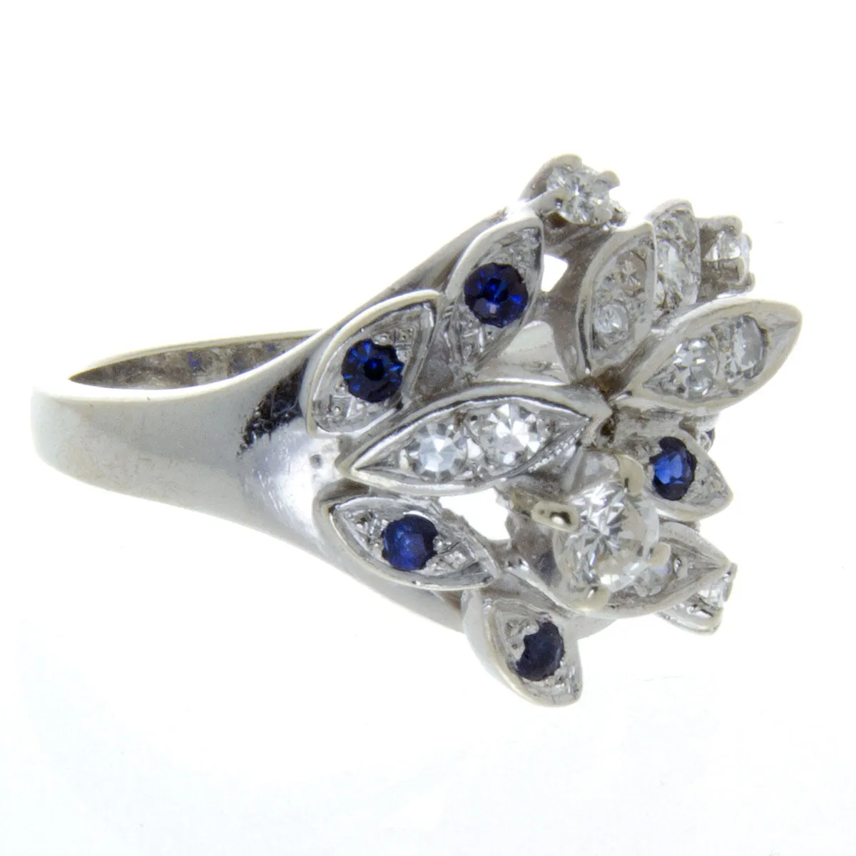 1950s Sapphire & Diamond Floral Cocktail Ring