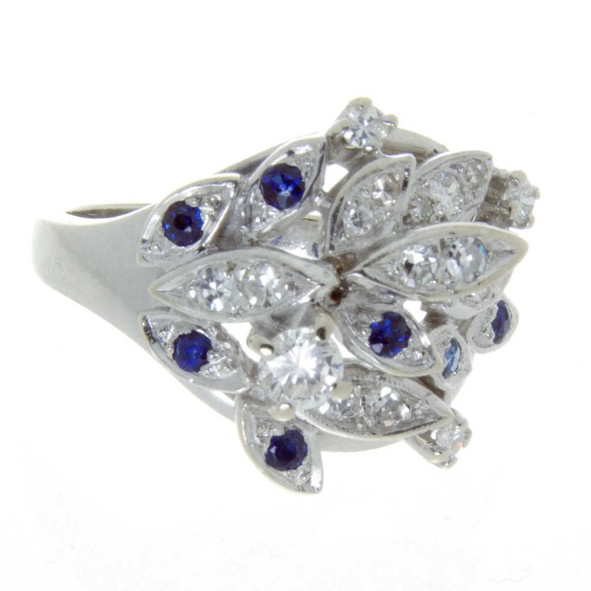 1950s Sapphire & Diamond Floral Cocktail Ring