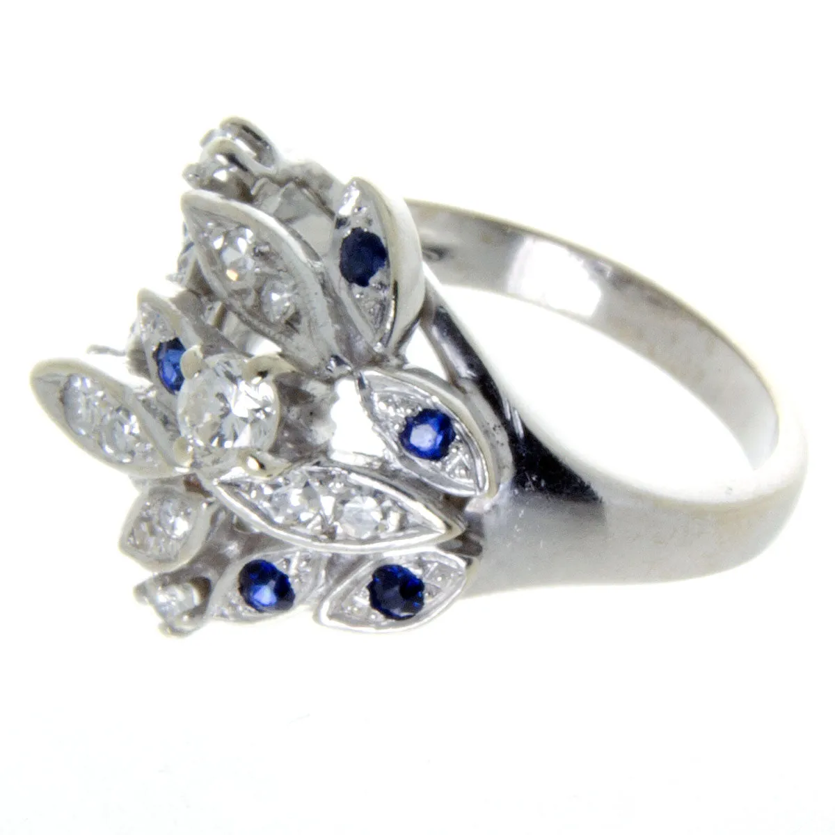 1950s Sapphire & Diamond Floral Cocktail Ring