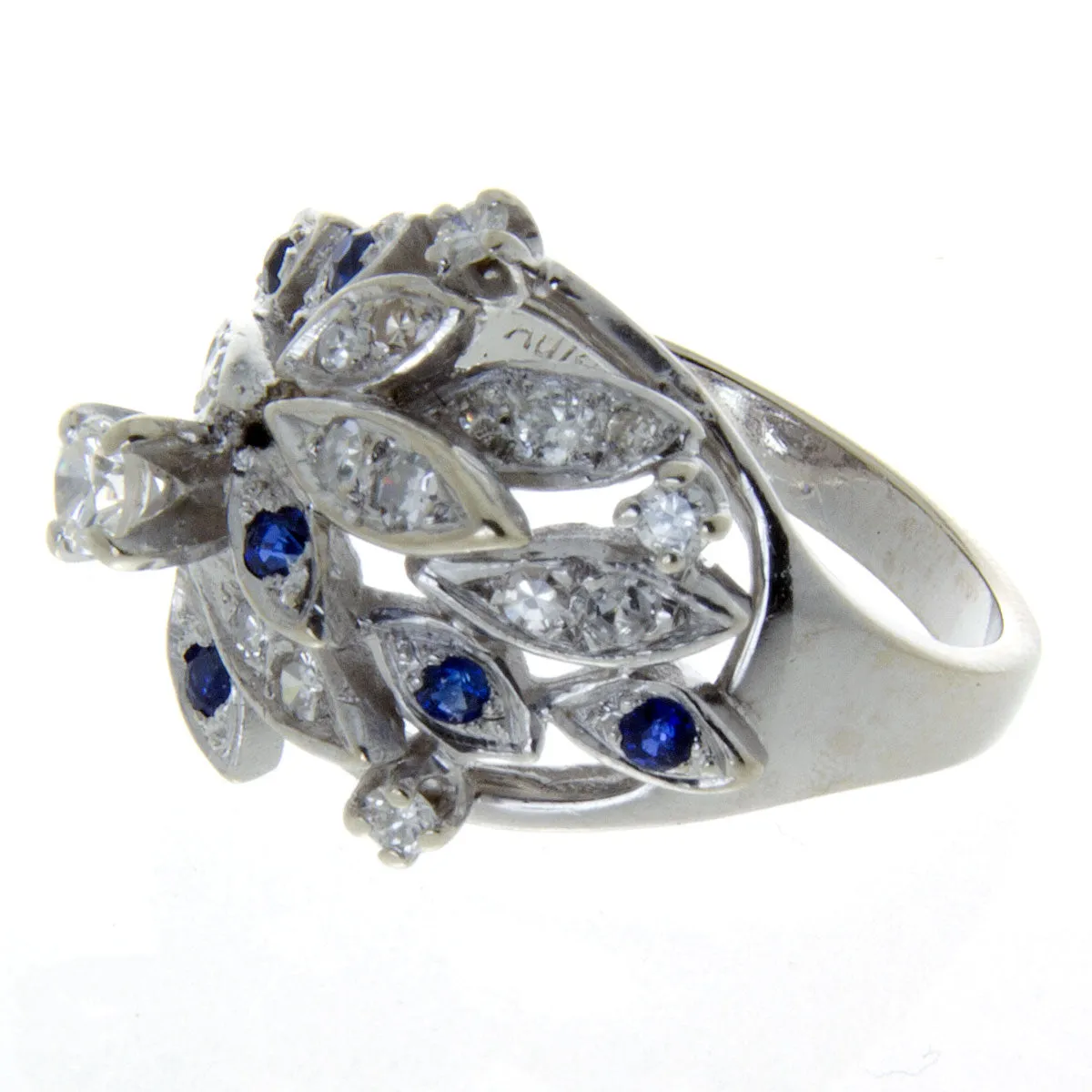 1950s Sapphire & Diamond Floral Cocktail Ring